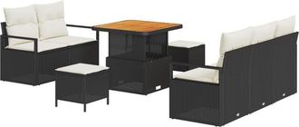 vidaXL Garden Sofa Set with Cushion 8 pcs Black Poly rattan Vidaxl