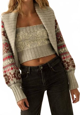 Promesa Alpine-Knit Shrug Cardigan And Tube Top Set In Heather Grey