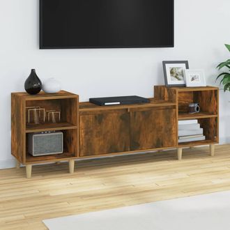 vidaXL Vidaxl - Mueble Para Tv Madera Contrachapada Roble Ahumado 160x35x55 Cm