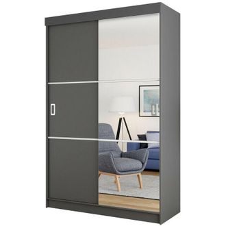 Mirjan24 Mobilier1 - Armario Dover 111, Blanco + Grafito, 205x138x60cm, Puertas De Armario: Correderas, N&uacute;mero De Estantes: 0