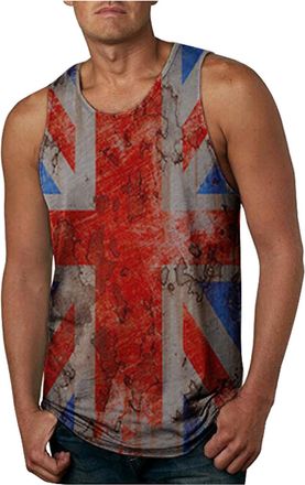 Generic Union Jack Vests Tank Top for Men UK Sleeveless Tshirt Running Gym Vest Great Britain Flag Graphic Tops Holiday Vests Shapewear Vest UK Flag Street Pa