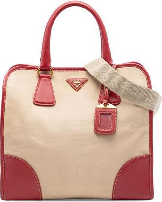 Prada Pre-owned Prada Saffiano Trimmed Canvas Canapa Satchel Ladies AD11NWEQ5JZQYU1S