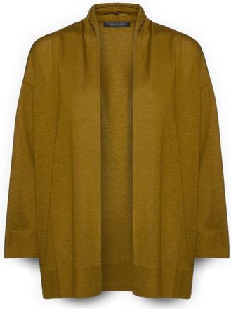 Elena Miro T-shirt met open voorkant en relaxte pasvorm - Dames - Vesten - Groen - XL - Katoen - Truien & Vesten