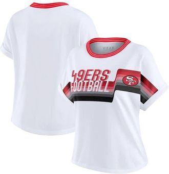 WEAR by Erin Andrews Womens WEAR by Erin Andrews White San Francisco 49ers Cropped Center Stripe Dolman T-Shirt at Nordstrom, Size Xx-Large
