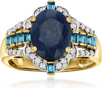 Ross-Simons Sapphire and. London Blue Topaz Ring With. Diamonds in 14kt Yellow Gold
