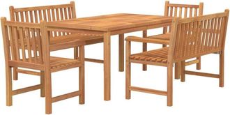 vidaXL Juego De Comedor Para Jard&iacute;n 5 Piezas Madera Maciza De Teca Vidaxl