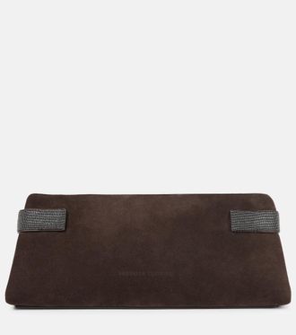 Brunello Cucinelli Monili suede clutch