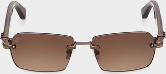 Christian Louboutin Men & apos;s Rimless Temple-Spike Metal Rectangle Sunglasses