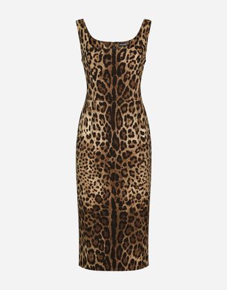 Dolce & Gabbana Leopard-print Charmeuse Midi Dress - Woman Dresses Animal Print Silk 44