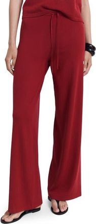 Mango Knit Drawstring Straight Leg Pants in Red at Nordstrom, Size X-Large