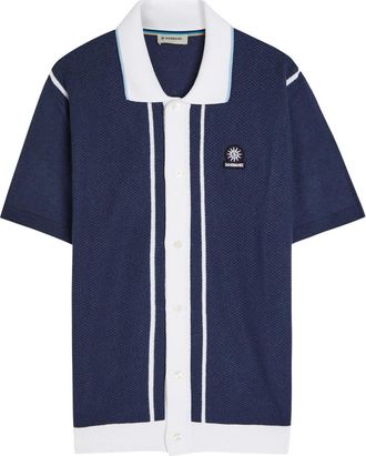 Sandbanks Sandbanks Knit Striped Cotton-blend Shirt - Navy - Xxl