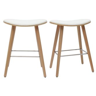 Miliboo Miliboo - Set De 2 Taburetes De Cocina De Madera Clara Y Blanco 65 Cm Meadow