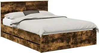 vidaXL Estructura De Cama Roble Ahumado 135 X 190 Cm Madera Ingenieril Vidaxl