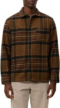 Les Deux Kaleb Check Wool Blend Overshirt in Monks Robe at Nordstrom, Size Xx-Large