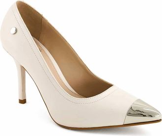 Andrea Womens Leather Heeled Pumps In Bone