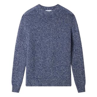 Boglioli Wollen kasjmier moulin&eacute; trui met ronde hals - Heren - Truien - Blauw - Maat: L Wol