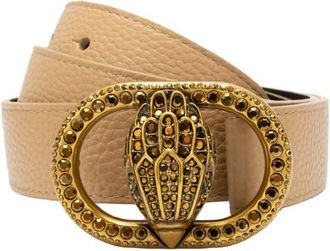 Kurt Geiger Chelsea Crystal Eagle Buckle Suede Belt in Sand at Nordstrom, Size X-Small/small