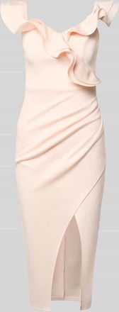 Lipsy Slim Fit Midikleid mit Gehschlitz in Rosa, Gr&ouml;&szlig;e 32