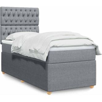 vidaXL Cama Box Spring Con Colch&oacute;n Tela Gris Claro 90x200 Cm Vidaxl