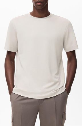 Mango Regular Fit Cotton Blend T-Shirt in Ice Grey at Nordstrom, Size Medium