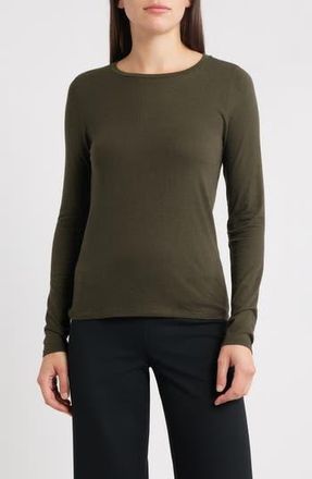 Eileen Fisher Stretch Organic Cotton Blend T-Shirt in Woodland at Nordstrom Rack, Size Large