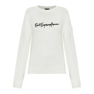 Emporio Armani Trui met geborduurd logo - Dames - Truien - Wit - Maat: M Wol