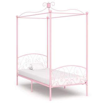 Berkfield Home Canopy Bed Frame Pink Metal 100x200 cm