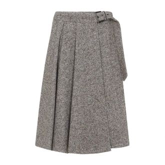 Brunello Cucinelli Neutral Wool-Silk Skirt Aw25