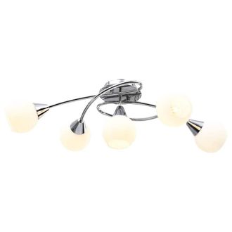 Berkfield Home Elegant Ceiling Lamp with Ceramic Shades for 5 E14 Bulbs White Bowl