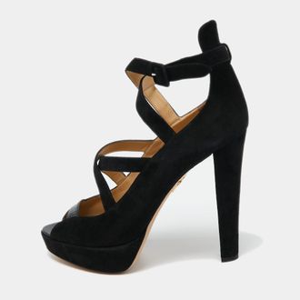 Charlotte Olympia Black Suede Gladys Strappy Platform Sandals