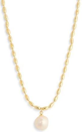 Nordstrom Rack Demi-Fine Faux Pearl Pendant Necklace in White- Gold at Nordstrom Rack