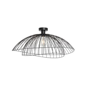 QAZQA Qazqa Dise&ntilde;o Plaf&oacute;n De Dise&ntilde;o Negro 66 Cm - Pua Acero Redonda Adecuado Para Led Max. 1 X 40 Watt