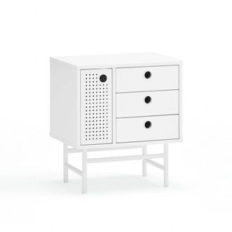 Teulat Mesita de noche 1 puerta 3 cajones blanca