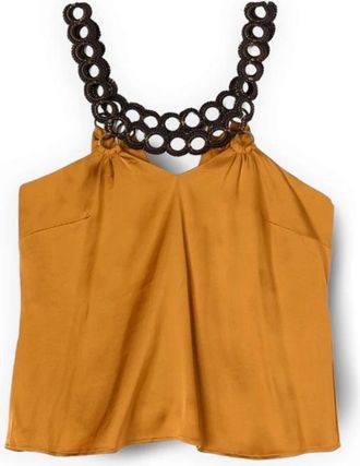 Motivi Sleeveless Tops - Dames - Tops zonder mouwen - Geel - S - Satijn - Tops