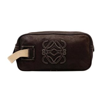 Loewe Vintage, unisex, Bruin, ONE Size, Leer, Pre-owned Leren Toilettas