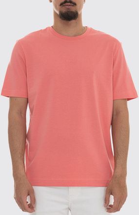 HUGO BOSS T-shirt girocollo in cotone stretch con logo a contrasto sul petto