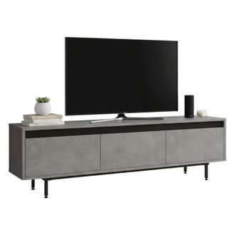 Dmora Mueble Para Tv Titli, Un Estante, 3 Compartimentos, 3 Puertas, 160x36x45h Cm Plateado