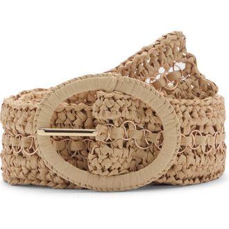 Mango Woven Raffia Belt in Beige at Nordstrom, Size Small