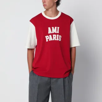 Ami T-shirt rosso rubino con ricamo logo