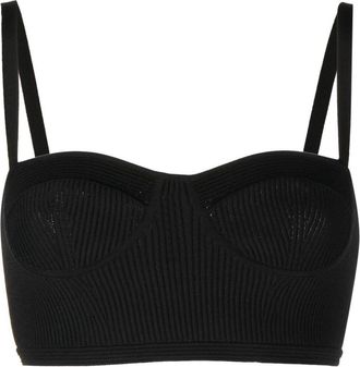 Alexander McQueen ribbed-knit bra top - women - Viscose/Polyester - S - Black