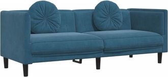 vidaXL Sofá con cojines 3 plazas terciopelo azul vidaXL