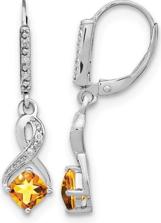 Diamond2Deal Sterling Silver Rhodium-plated Citrine and Diamond Earrings