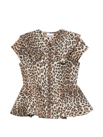 Ganni Brown Regular Printed Top