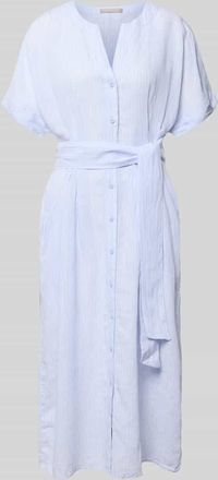 Christian Berg Hemdblusenkleid aus Leinen mit Bindeg&uuml;rtel in Hellblau, Gr&ouml;&szlig;e 36