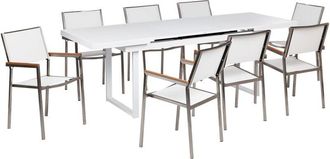 Beliani Garden Dining Set 8 Seater VALCANETTO/GROSSETO Metal White