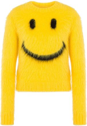 Moschino intarsia-knit smile jumper - women - Polyamide/Mohair/Virgin Wool - 38 - Yellow