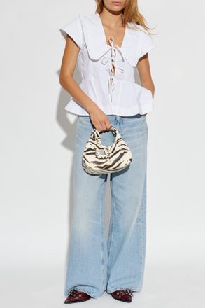 Ganni Peplum Top, Womens, White