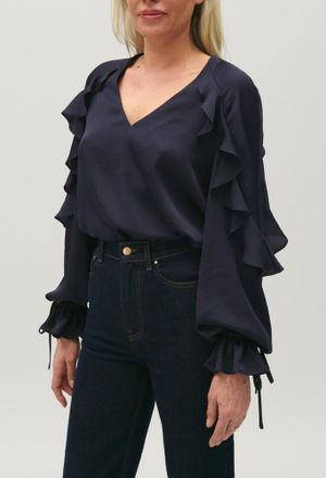 Claudie Pierlot Blouse volants bleu marine