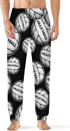 Generic Cute White Volleyball Mens Pyjama Pants Print Lounge Pant PJ Bottoms Nightwear Pajama XL