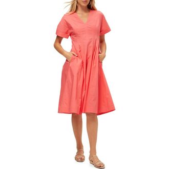 Trina Turk A line Poplin Midi Ashe Dress in Coral Crush at Nordstrom, Size 10